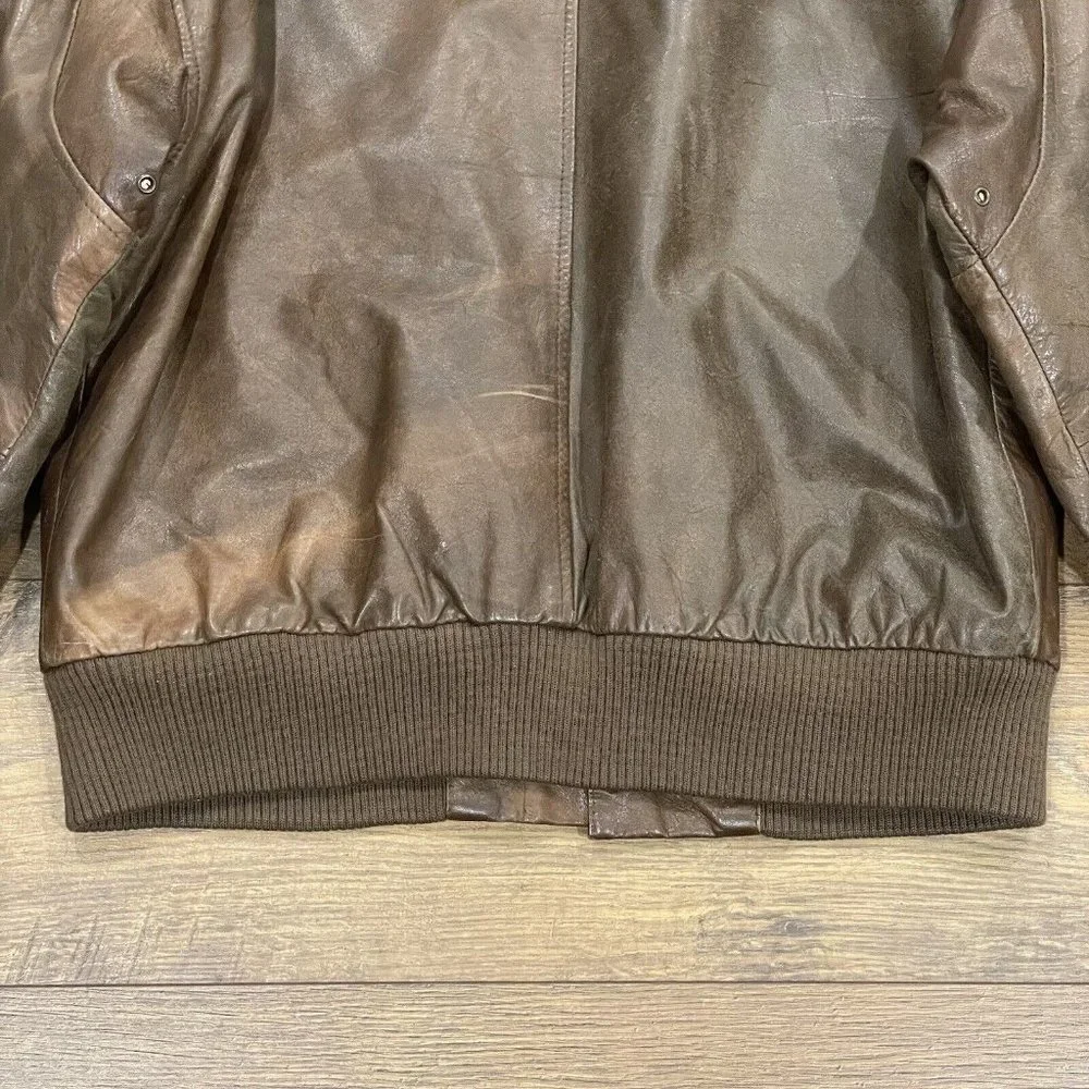 Bechamel Brown Leather Bomber Jacket - Picture 12 of 14